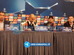 Conferenza pre-match Champions Manchester City. Guardiola e Silva (FOTO di Alberto Caccia)