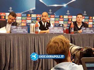 Conferenza pre-match Champions Manchester City. Guardiola e Silva (FOTO di Alberto Caccia)