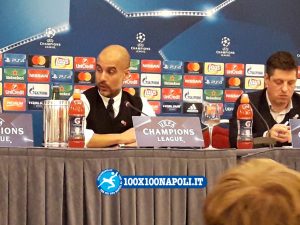 Conferenza pre-match Champions Manchester City. Guardiola e Silva (FOTO di Alberto Caccia)