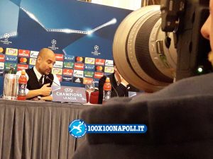 Conferenza pre-match Champions Manchester City. Guardiola e Silva (FOTO di Alberto Caccia)