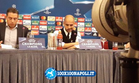 Conferenza pre-match Champions Manchester City. Guardiola e Silva (FOTO di Alberto Caccia)