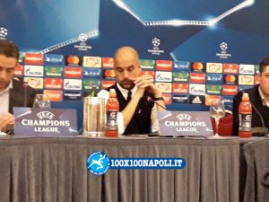 Conferenza pre-match Champions Manchester City. Guardiola e Silva (FOTO di Alberto Caccia)