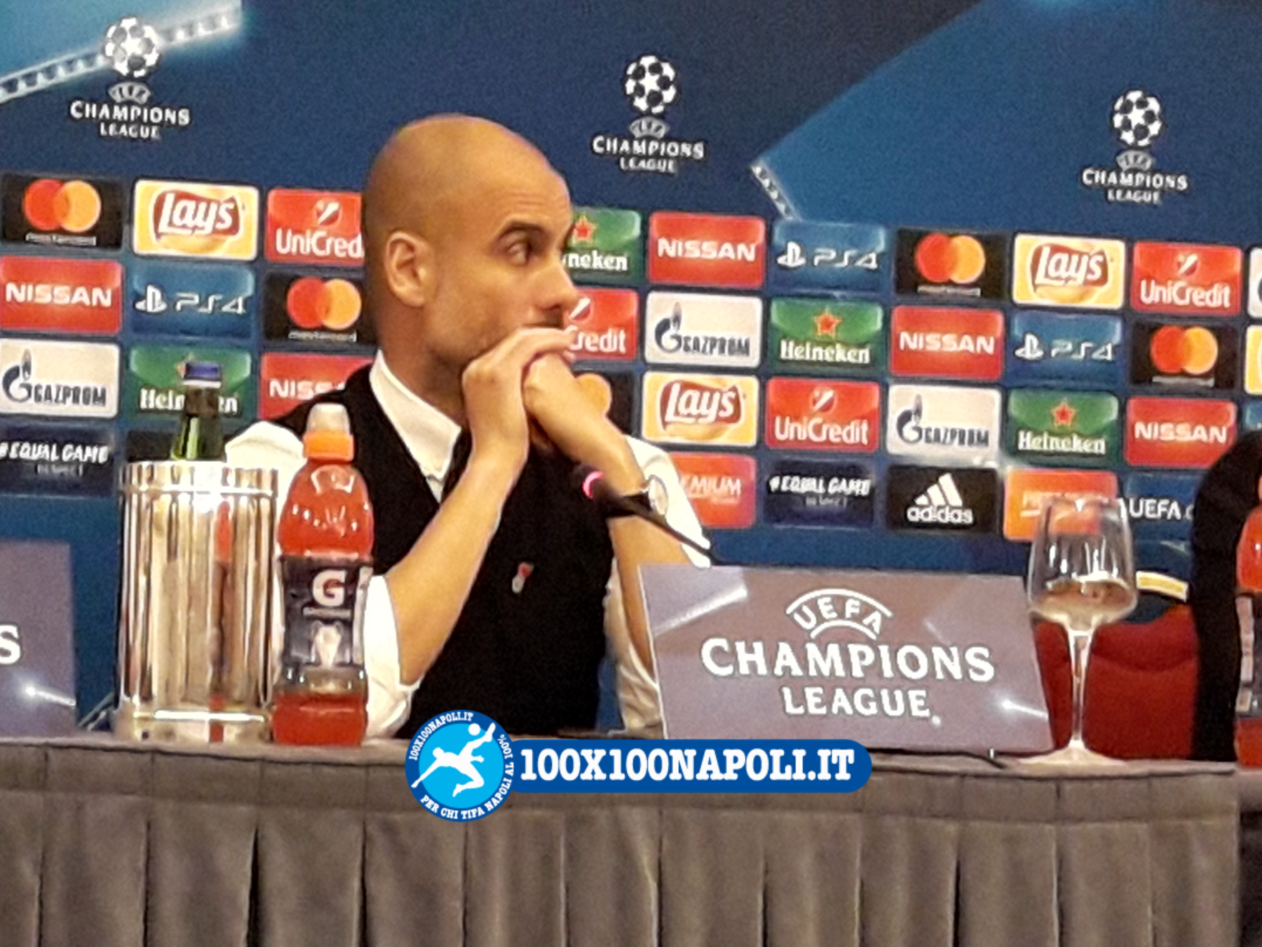 Conferenza pre-match Champions Manchester City. Guardiola e Silva (FOTO di Alberto Caccia)