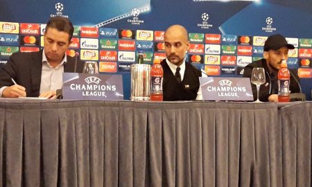 Guardiola e Silva in conferenza all'Hotel Vesuvio a Napoli (FOTO di Alberto Caccia)